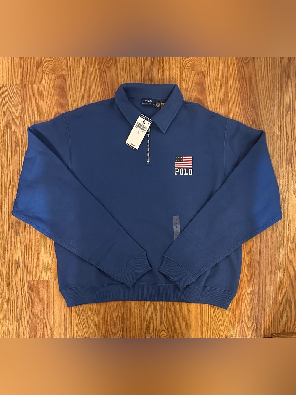 Polo Ralph Lauren Womens Logo Flag Fleece Quarter Zip Pullover, Size L